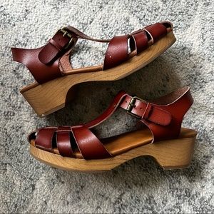 Brown clog sandals